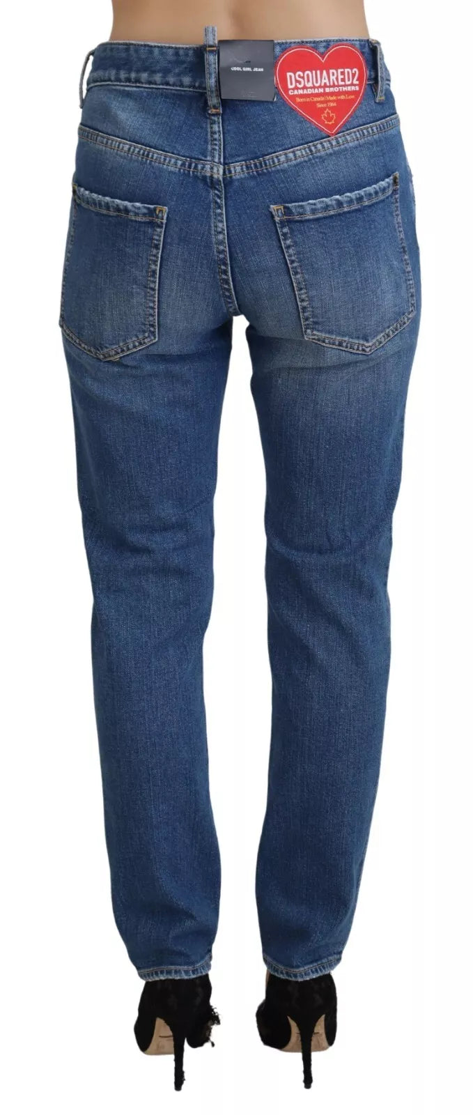 Dsquared² Cool Girl Mavi Yıpranmış Orta Bel Kot Pantolon